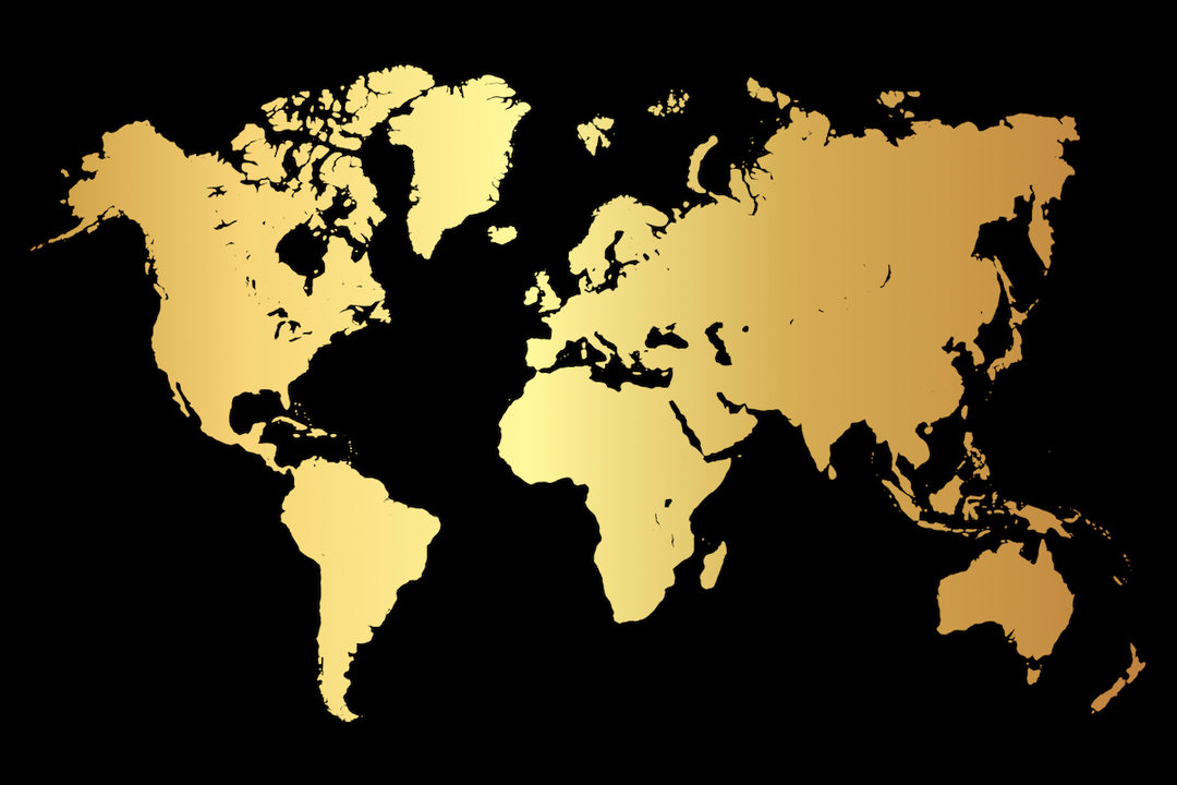 World Map Black and Gold